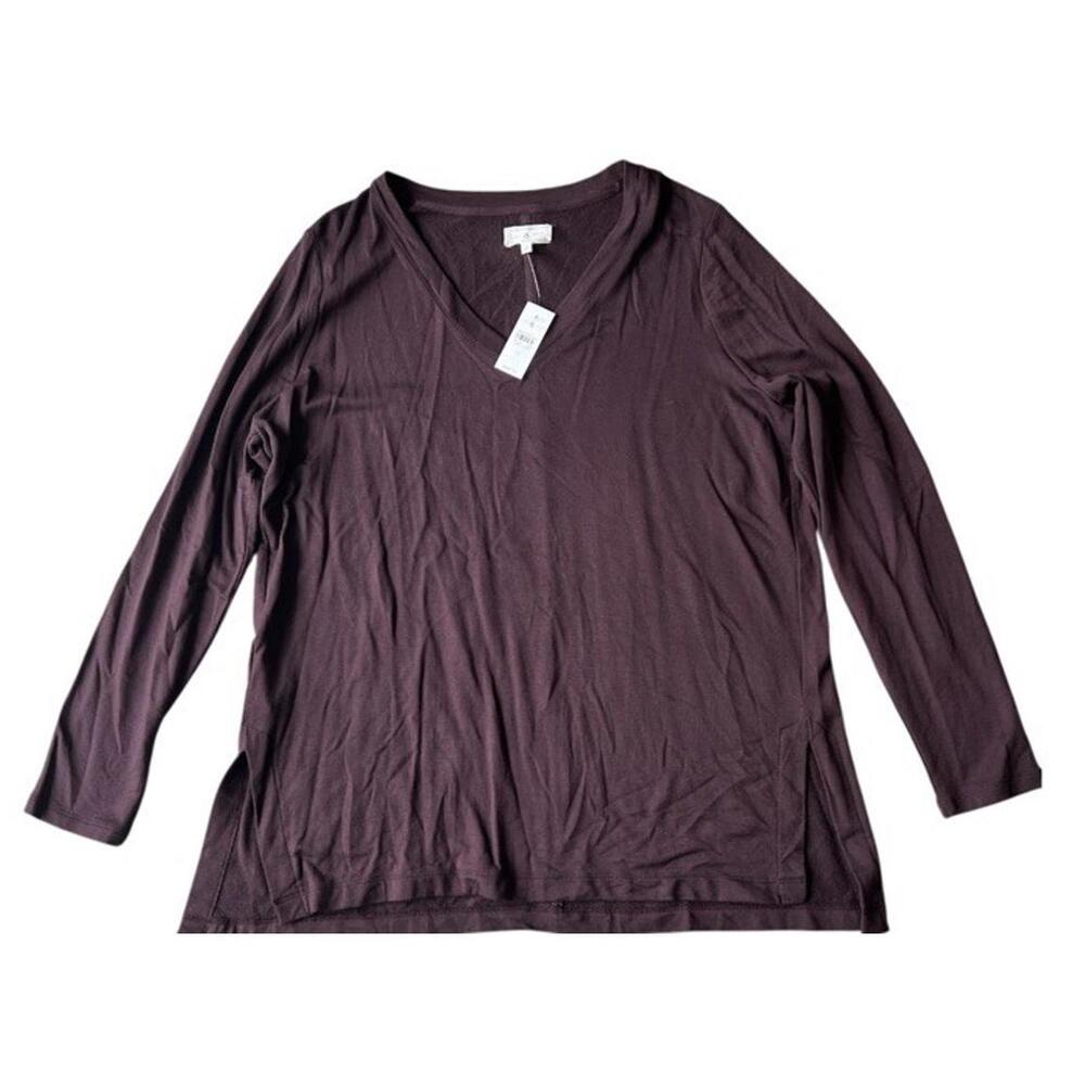 Lou &‎ Grey Long Sleeve Burgundy Top Sz L